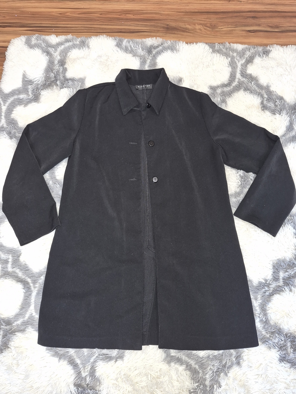 Braetan Black Single-Breasted Trench Coat
